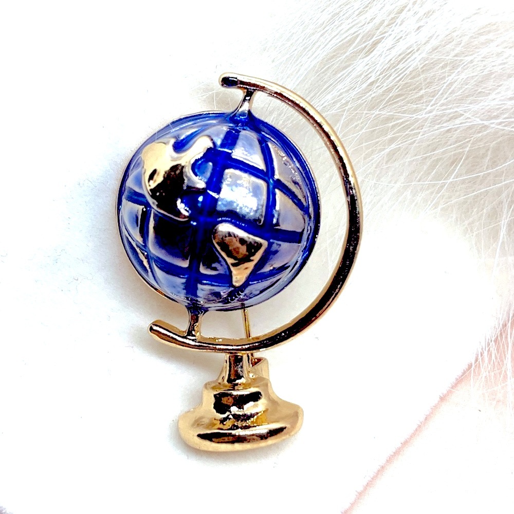 World Globe Enamel Brooch